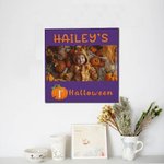 Personlig Baby's 1st Halloween Pumpkin Bat Inramad Canvasmålning med foto och namn Väggdekoration Holiday Party Present för nyfödd ny mamma pappa