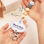 Personalized Teacher Name Bead Lanyard with Key Ring Back to School Appreciation Gift for Teacher