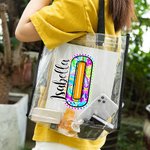 Personalized Paisley Floral Initial Clear Tote Bag with Name Wedding Birthday Gift for Women