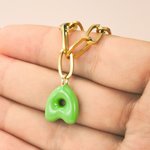 Personalised Colourful Macaron 3D Bubble Balloon Initial Pendant Bracelet with Paperclip Chain Birthday Anniversary Gift for Women Girls