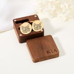 Personalizado Grabado Perro Gato Retrato Gemelos con Monograma Magnético Caja de Madera Boda Novio Memorial Gift for Men Pet Lovers