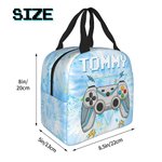 Personalised Tie-dye Effect Gamepad Design Oxford Insulated Lunch Bag with Name School Work Picnic Outdoor Activities Gift for Kids Game Lovers