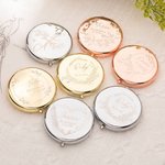 Gepersonaliseerde Bloemen Takken Compacte Make-up Spiegels met Gegraveerde Tekst Set van 2 Bruiloft Bruidsfeest Cadeau voor Bruidsmeisje