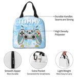 Personalised Tie-dye Effect Gamepad Design Oxford Insulated Lunch Bag with Name School Work Picnic Outdoor Activities Gift for Kids Game Lovers