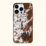 Personalized Faux Cowhide Print Monogram Phone Case for iPhone Birthday Gift for Farm Owner Cow Lover