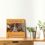 Personlig Baby's 1st Halloween Pumpkin Bat Inramad Canvasmålning med foto och namn Väggdekoration Holiday Party Present för nyfödd ny mamma pappa