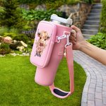 Personalizzato Highland mucca nascita fiore nome bottiglia d'acqua borsa con cinturino Tumbler accessori per 40 oz Stanley regalo di compleanno per la