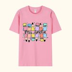 Personalised Cute Pencils Unisex T-Shirt Sweatshirt Hoodie with Name Back to School Appreciation Week Gift for Teacher