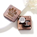 Personalizado Grabado Perro Gato Retrato Gemelos con Monograma Magnético Caja de Madera Boda Novio Memorial Gift for Men Pet Lovers