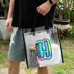 Personalized Paisley Floral Initial Clear Tote Bag with Name Wedding Birthday Gift for Women