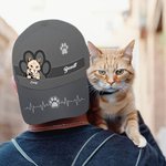 Personalized Multicolour Adjustable Cartoon Cat Dog Design Baseball Cap with Name Sports Accessories Birthday Gift for Pet Lover