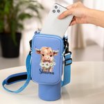 Personalizzato Highland mucca nascita fiore nome bottiglia d'acqua borsa con cinturino Tumbler accessori per 40 oz Stanley regalo di compleanno per la