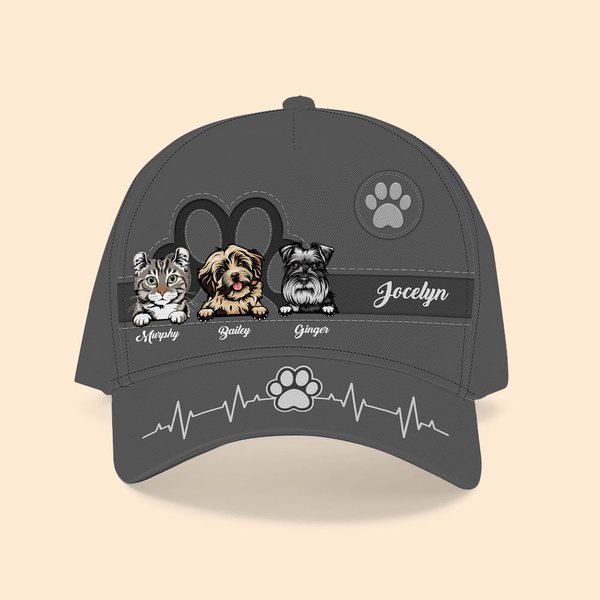Casquette de baseball réglable multicolore personnalisée avec nom et dessin de chat et de chien Accessoires de sport Cadeau d'anniversaire pour les amoureux des animaux de compagnie
