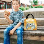 Personalised Tie-dye Effect Gamepad Design Oxford Insulated Lunch Bag with Name School Work Picnic Outdoor Activities Gift for Kids Game Lovers