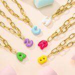 Personalised Colourful Macaron 3D Bubble Balloon Initial Pendant Bracelet with Paperclip Chain Birthday Anniversary Gift for Women Girls