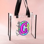 Personalized Paisley Floral Initial Clear Tote Bag with Name Wedding Birthday Gift for Women
