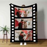 Coperta personalizzata in stile film d'epoca con collage di foto, morbida e accogliente con testo Regalo di compleanno, anniversario e ricordo per una