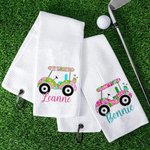 Personalized Super Absorbent Multiple Colors 100% Cotton Golf Cart Waffle Towel with Name Hanging Clip Birthday Gift for Golf Lovers