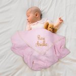 Personalized Waffle Muslin 100% Cotton Baby Swaddle Receiving Blanket with Embroidered Name Baby Shower Gift for Newborns