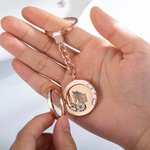 Gepersonaliseerde gegraveerde huisdier portret schijf afneembare zak sleutelhanger met 6 drijvende bedels huisdier haar bont keepssake Memorial Gift v