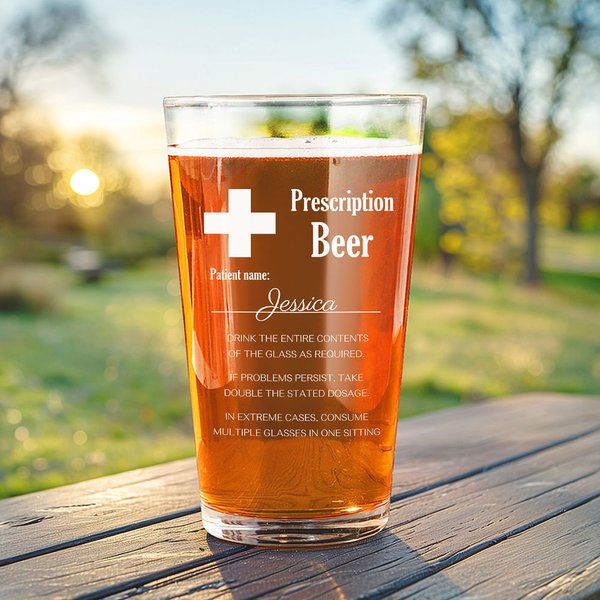 Vaso de Cerveza Personalizado 16oz Divertido Vaso de Cerveza con el Nombre del Paciente Regalo para el Día del Padre para los amantes de la Cerveza en
