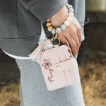 Spersonalizowany wielokolorowy brelok w kształcie kwiatu narodzin Skórzany portfel z bransoletką z koralików i imieniem Urodzinowy prezent rocznicowy dla niej