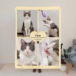 Gepersonaliseerde 4 Huisdier Foto Collage Knus Zacht Deken met Tekst en Schattige Pootafdruk Herdenkings Sympathie Gift voor Verlies van Huisdier Kat 