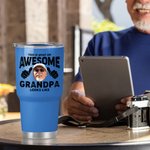 Personalisierte Dies ist, was eine ehrfürchtige Opa Foto 30oz Becher mit Deckel und Strohhalm Geburtstag Vatertag Geschenk für Opa Papa