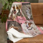 Gepersonaliseerde 4 Huisdier Foto Collage Knus Zacht Deken met Tekst en Schattige Pootafdruk Herdenkings Sympathie Gift voor Verlies van Huisdier Kat 