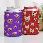 Personnalisé Multicolore Cat Dog Pet Photo Beer Can Cooler Sleeve with Paw Bone Design Birthday Beach Party Gift for Family