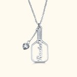 Collier personnalisé pour le nom de la raquette de Pickleball avec une balle en forme de coeur 3D Cadeau d'anniversaire pour les amoureux du Picklebal