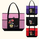 Personalizada Nacimiento Ramo de flores Lápiz arco grande con cremallera Bolsa de asas con nombre Cumpleaños Regreso a la Escuela Apreciación Regalo para el Maestro