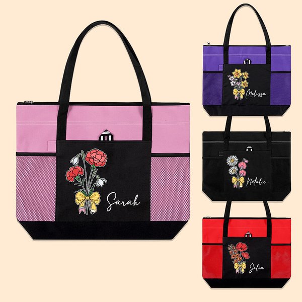 Borsa Tote con cerniera con fiocco di matita con nome e cognome per il compleanno e il ritorno a scuola, regalo di apprezzamento per l'insegnante.