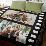 Coperta personalizzata in stile film d'epoca con collage di foto, morbida e accogliente con testo Regalo di compleanno, anniversario e ricordo per una
