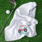 Personalized Super Absorbent Multiple Colors 100% Cotton Golf Cart Waffle Towel with Name Hanging Clip Birthday Gift for Golf Lovers