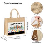 Personalisierte Cartoon Schreibwaren Charakter Schachbrett große Jute Canvas Tote Tasche mit Namen zurück zu Schule Anerkennung Geschenk für Lehrer