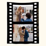 Coperta personalizzata in stile film d'epoca con collage di foto, morbida e accogliente con testo Regalo di compleanno, anniversario e ricordo per una
