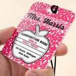 Personalized Classic Apple Composition Book Style Double-sided Hall Pass Teacher Lanyard School Back to School Appreciation Week Gift Primary Teacher
