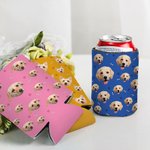 Personnalisé Multicolore Cat Dog Pet Photo Beer Can Cooler Sleeve with Paw Bone Design Birthday Beach Party Gift for Family
