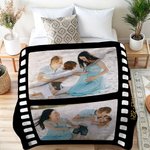 Coperta personalizzata in stile film d'epoca con collage di foto, morbida e accogliente con testo Regalo di compleanno, anniversario e ricordo per una