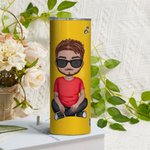 Personlig söt tecknad karaktär och födelsedagsblomma design 20oz namn skinny tumbler med halm rese nödvändigheter födelsedagspresent för familj vän