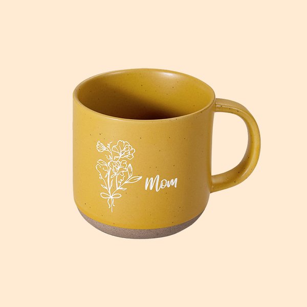 Personalized Engraved Birth Flower Bouquet Ceramic Mug with Name Birthday Gift for Women