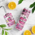 Gepersonaliseerde Roze Apple Pencil Food-Grade 20oz Skinny Tumbler en ID Badgehouder met naam Waardering Terug naar School Cadeau voor Leraar