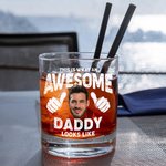Personalizado Awesome Foto Retrato Old Fashioned Rocks Whiskey Glass con nombre Regalo de cumpleaños para el abuelo papá