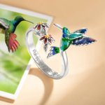 Bague Colibri Ajustable Personnalisée avec Texte Gravé à l'Intérieur Bijoux en Argent Sterling Cadeau d'Anniversaire pour Femme Amoureuse d'Oiseaux