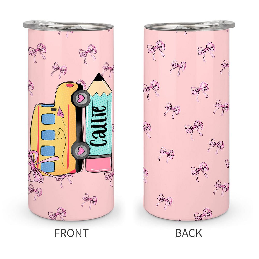 Personalized Multicolor School Bus Pencil Design 15oz Insulated Tumbler with Name Birthday Back to School Gift for Kids Students 7