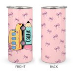 Personalized Multicolor School Bus Pencil Design 15oz Insulated Tumbler with Name Birthday Back to School Gift for Kids Students 7