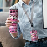 Gepersonaliseerde Roze Apple Pencil Food-Grade 20oz Skinny Tumbler en ID Badgehouder met naam Waardering Terug naar School Cadeau voor Leraar