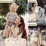 Personalisierte Mama Tasche mit Kaninchen Bär Stickerei und Text Große Kapazität Mehrere Fächer Baumwolle Baby Krankenhaus Schwangerschaft Geschenk