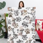Personalised Cute Dog Cat Paw Photo Soft Cozy Blanket with Name Birthday Gift for Pet Lovers